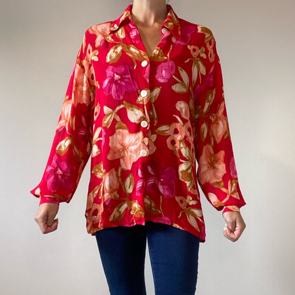 Vintage Pink Floral Blouse - Picture 6 of 14